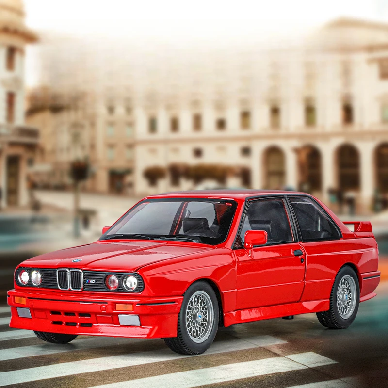 1:24 BMW M3 E30 1988 model samochodu ze stopu supercar, ozdoba, drzwi otwierane, regeneracyjny samochodzik dla dzieci na prezent