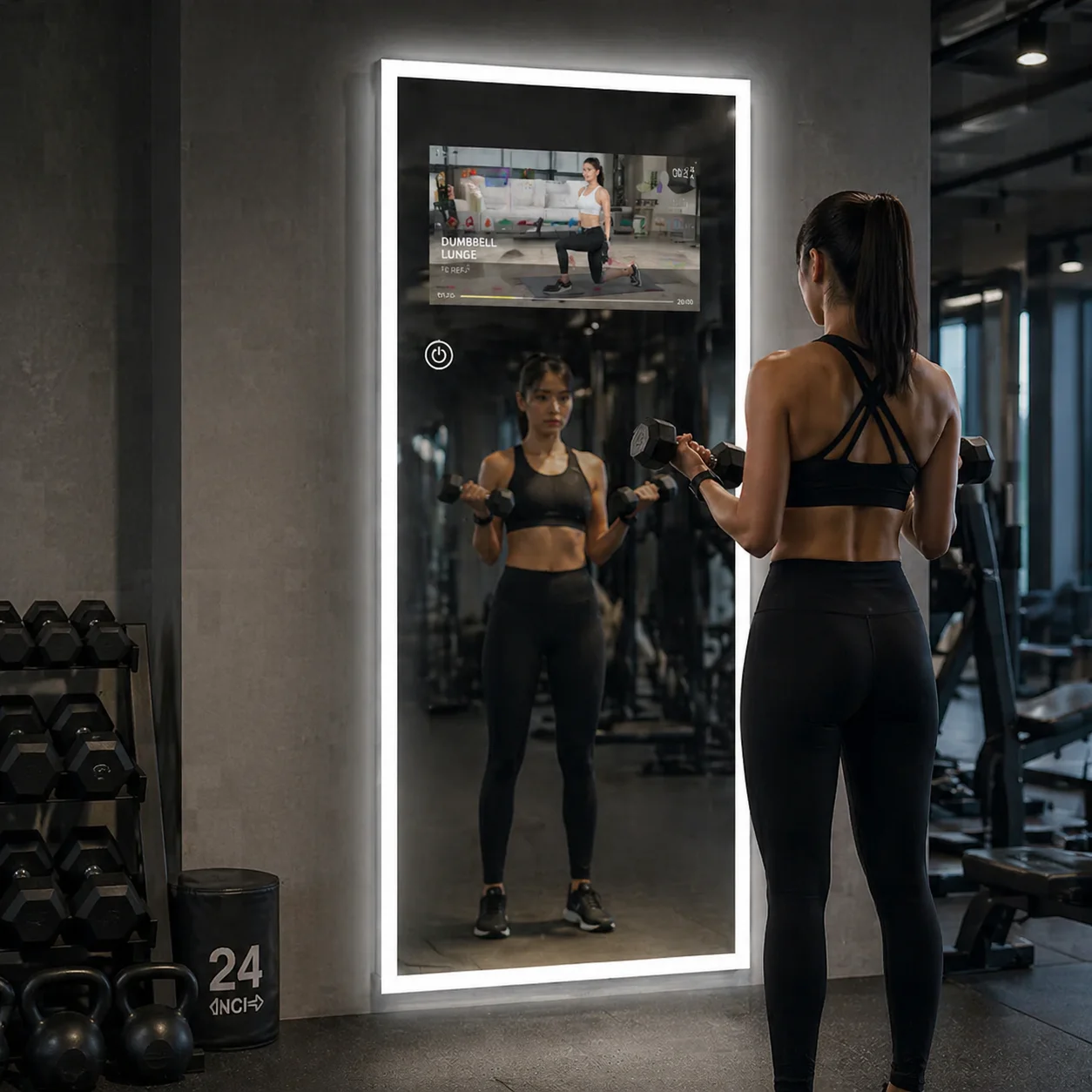 Wholesale Customize Interactive LED Touch Screen Full Length Smart Mirror TV Magic Mirror TV Fitness Mirror TV For Gym Workout