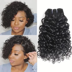 Kinky Curly Hair Bundles Tissage Short Deep Curly Hair Bundles Remy Human Hair Extensions Natural Black Brazilian Cheap Bundles