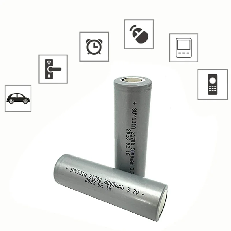 100% True Capacity 21700 3.7V 5000mAh Flat Top Lithium-ion Rechargeable Battery Used for Flashlight and Car Battery Components