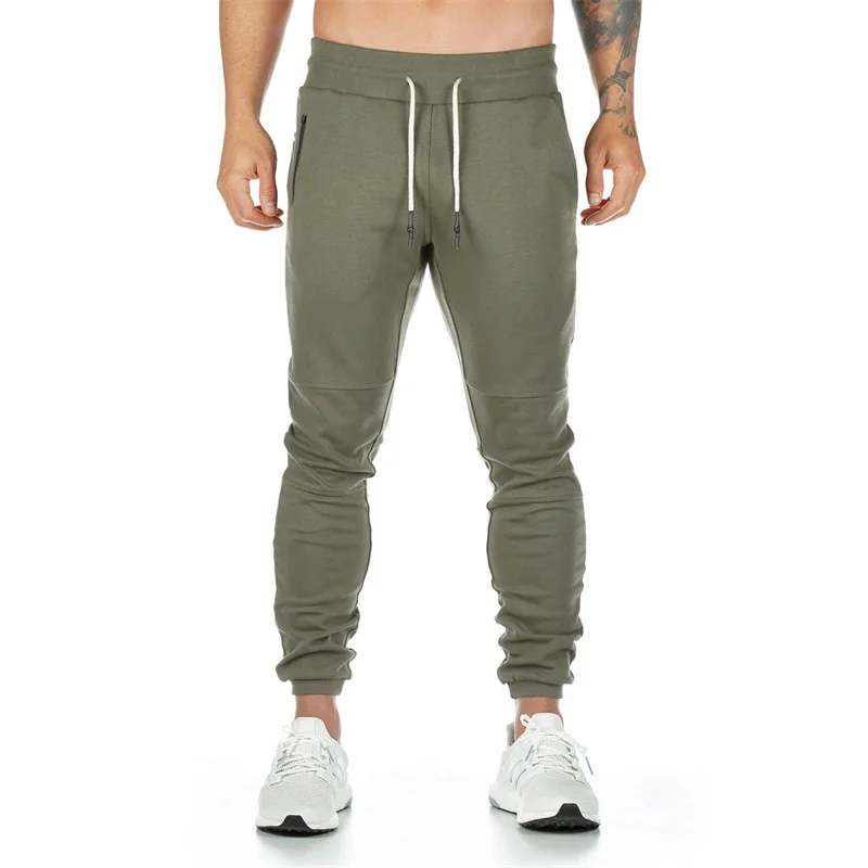 ربيع الخريف الرجال متعددة جيب رياضة بنطال رياضي تنفس موضة الجري تجريب Sweatpants سستة جيب التدريب سراويل تقليدية