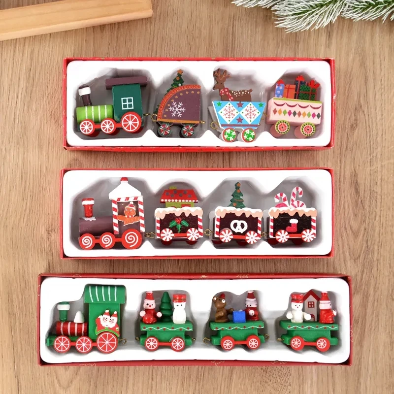 Treno di natale in legno decorazioni di buon natale per la casa regalo per bambini felice anno nuovo 2024 ornamento natale Navidad Noel