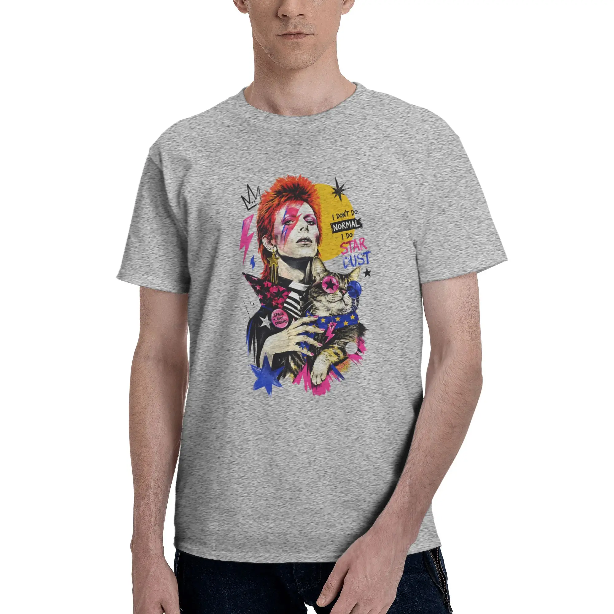 1 Piece Normal Graphic 100% Cotton T-Shirt Aladdin Sane Tops Tees For Men