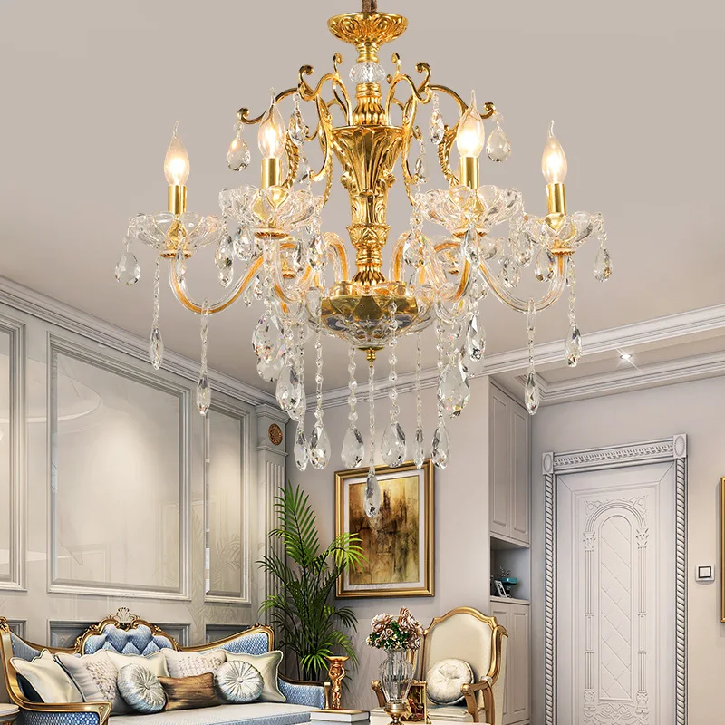 Living Room Chandelier European Style Dining Room Light Bedroom Crystal Light Simple European Atmosphere Villa Home Candle Light