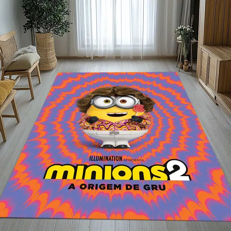 Funny Kawaii M-Minions Cartoon Area Rug,Soft Non-Slip Carpet Mat for Living Room Bedroom Playroom,Sofa Floor Rug,Home Decor Gift