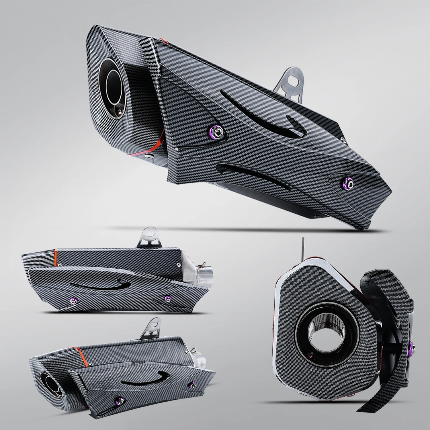 

51mm Universal Scooter Exhaust Pipe R9 with Imitation Carbon Fiber Cover Muffler Suitable for TMAX XADV750 XMAX300