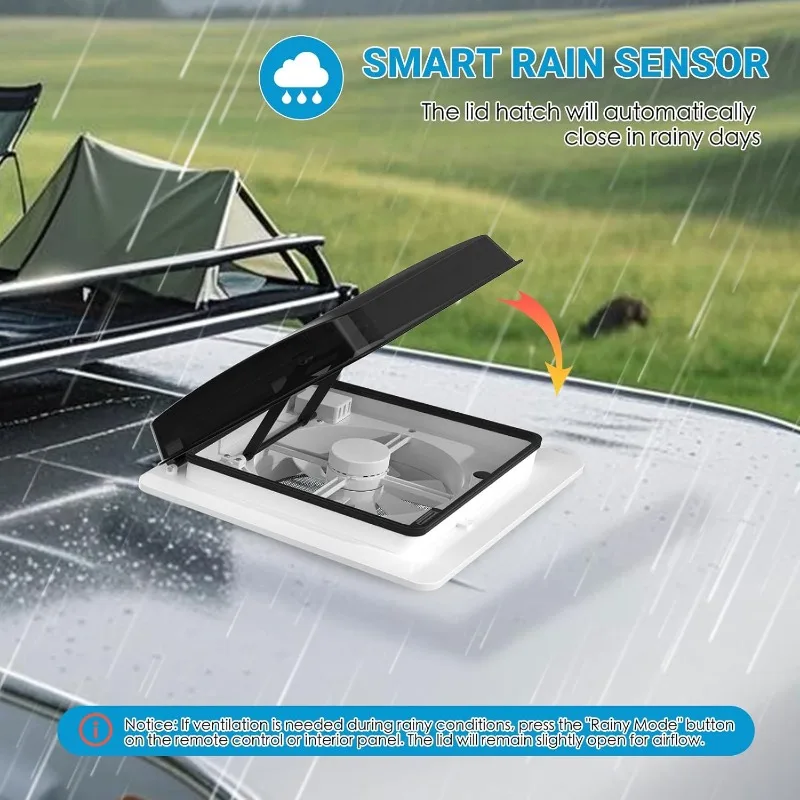 2012 Air Max 14 "تنفيس RV سقف تنفيس عكسها مروحة العادم، صوت منخفض للغاية RV مروحة سقف تهوية الهواء 12 فولت عن بعد مع المطر S #2