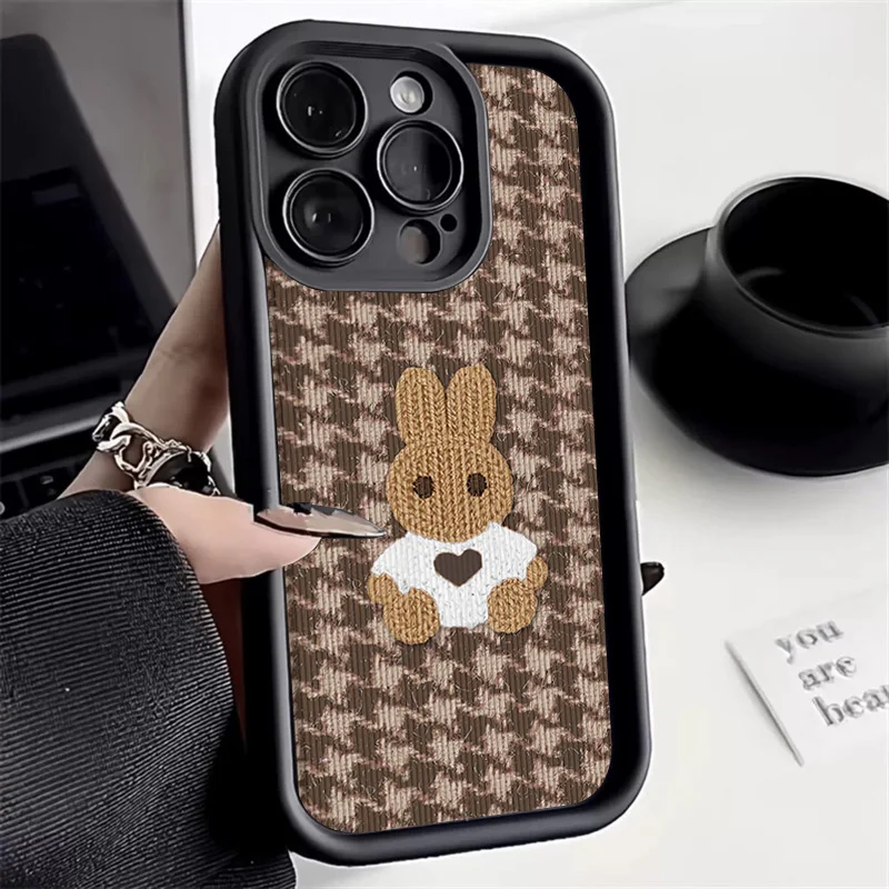 

Sweater Rabbit Silicone Phone Case For iPhone16 15 14 13 12 11 Pro Max XS XR 7 8 Plus SE 2020 Shockproof Candy Soft Bumper Cover