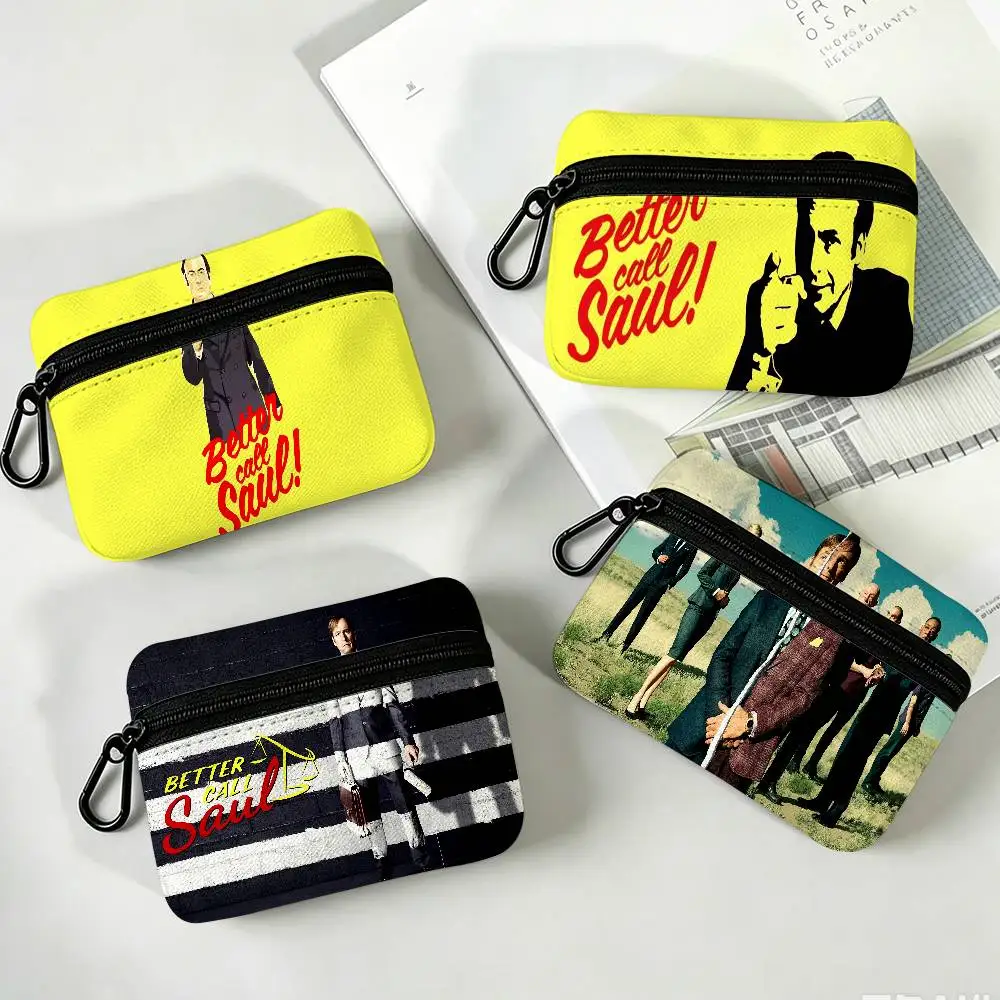 Classic Better Call Saul Lightweight Oxford Fabric Coin Purse Carabiner Hook Design Mini Card Key Organizer Bag