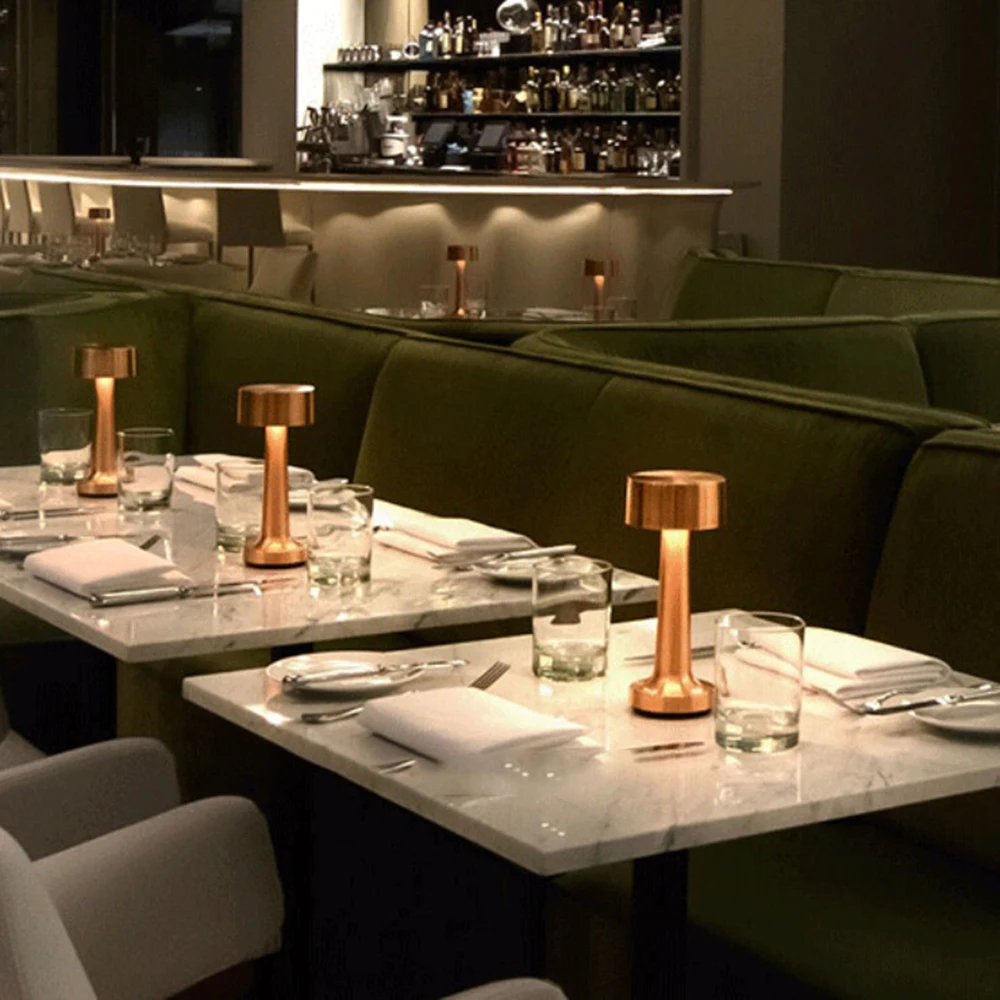 Retro masa lambası Metal dokunmatik dekor için Bar kahve restoran dekorasyon işık masası LED şarj edilebilir gece lambası yatak odası dekoru