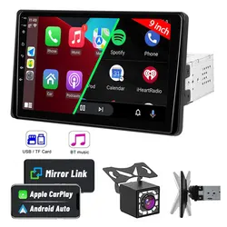 Leadfan 9 Inch Car Radio Stereo 1 Din Touchscreen Universal Car Video Player Carplay & Android Auto with Rear Camera Bluetooth