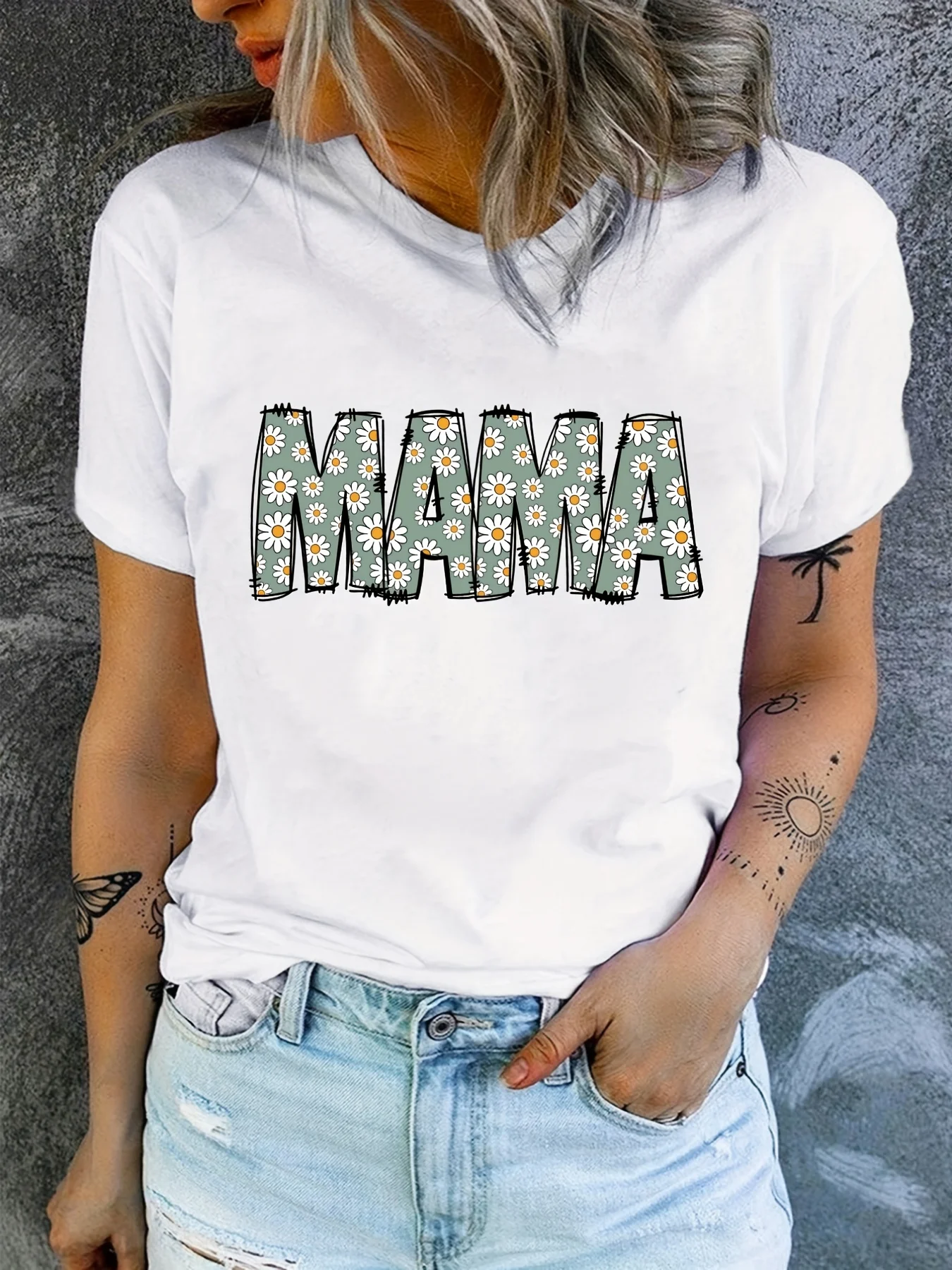 

Mother's Day Mama Print T-Shirt, Short Sleeve Crew Neck Casual Top For Summer & Spring, Women's Clothing