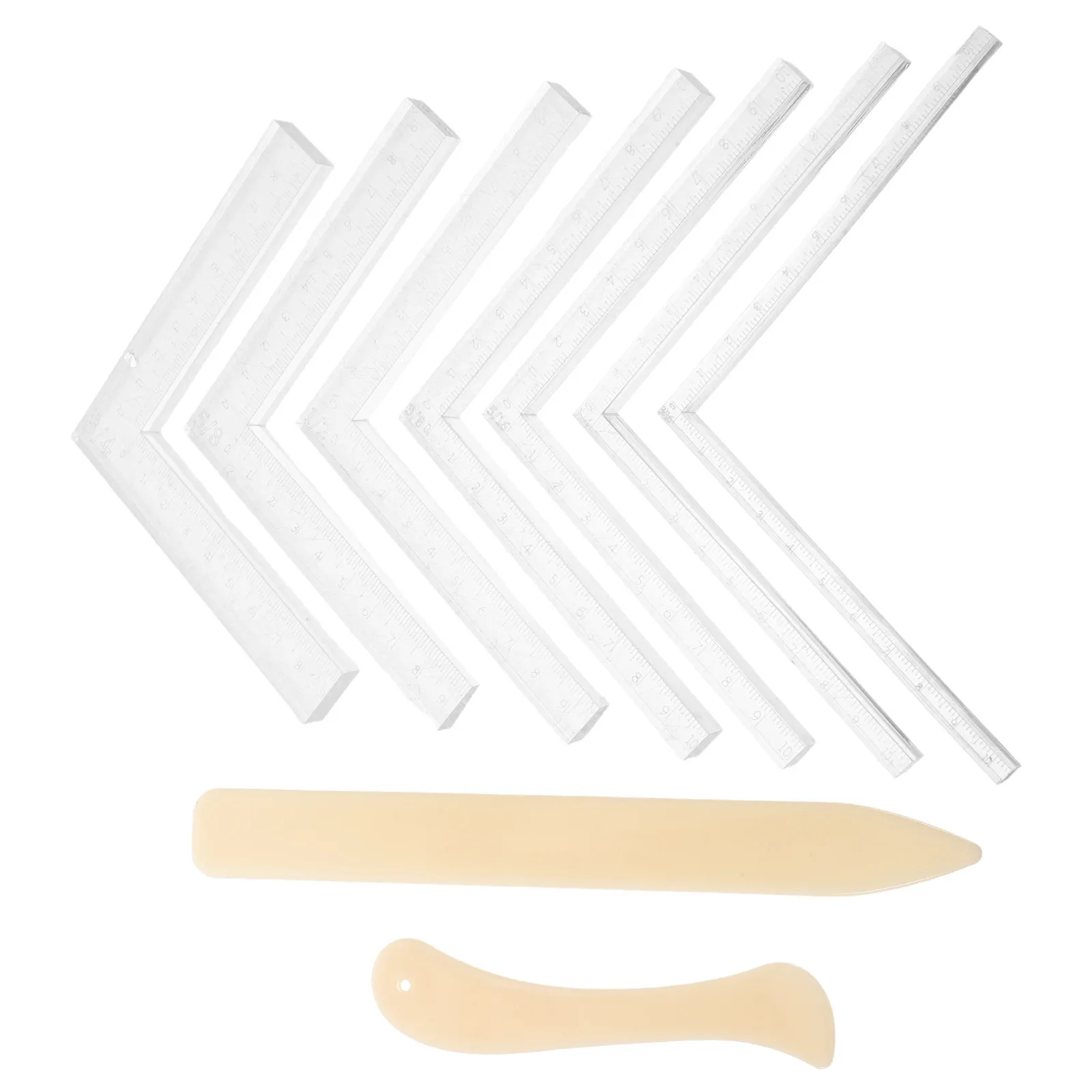 1Set Clear Acrylic L Square Ruler Right Angle Measuring Tool Sewing Paper Positioning Craft Scoring Origami Ruler
