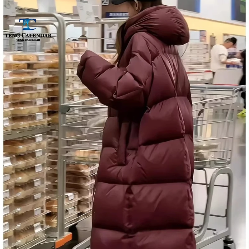 Winter Down Jacket, Long-length High-end Light Luxury Loose-fitting Hooded White Goose Down Warm Jacket, Women's 2025 New Style
