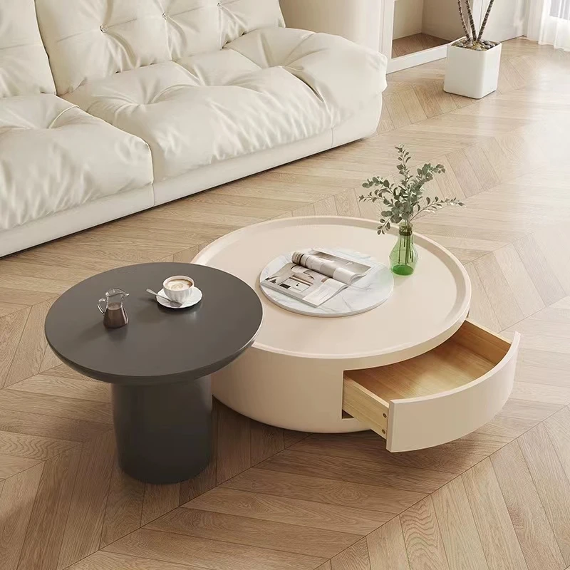 New Design Round Coffee Table Small Modern Coffee Table With Sintered Stone Table Top For Living Room