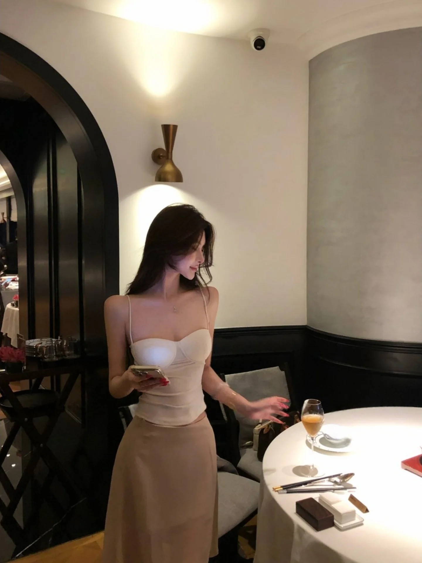 

Summer Pure Desire Women's Fashion Set Dress Sexy Spicy Girl Personality White Strap Top Asymmetrical Skirt Casual Style