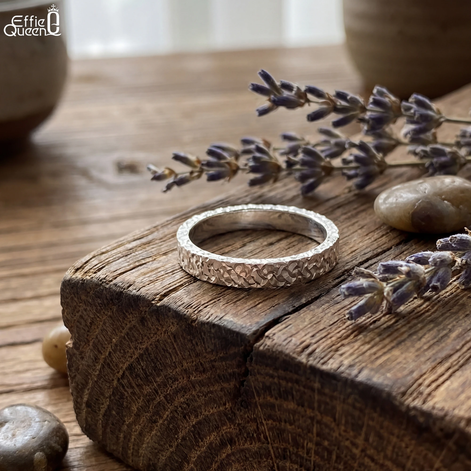 

Effie Queen Radiant стерлингового серебра 925 пробы, круглое кольцо с измельченным льдом, кольцо на палец с молотком, идеальный подарок для романтических торжеств APR34