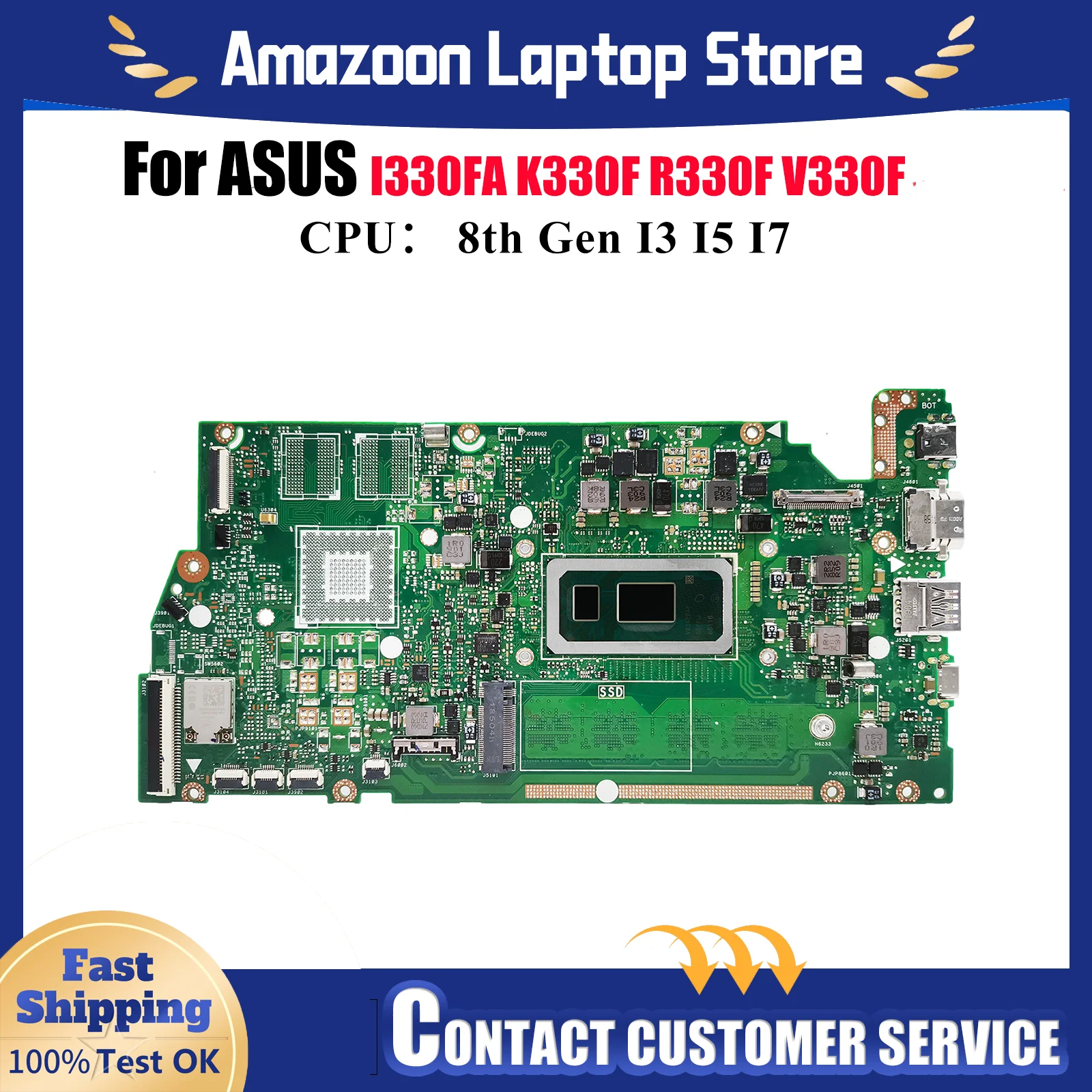 

X330FA Материнская плата для ноутбука ASUS VivoBook V330F X330FN R330F K330F X330F X330FL I330FA S330F Материнская плата с процессором I3 I5 I7 stk