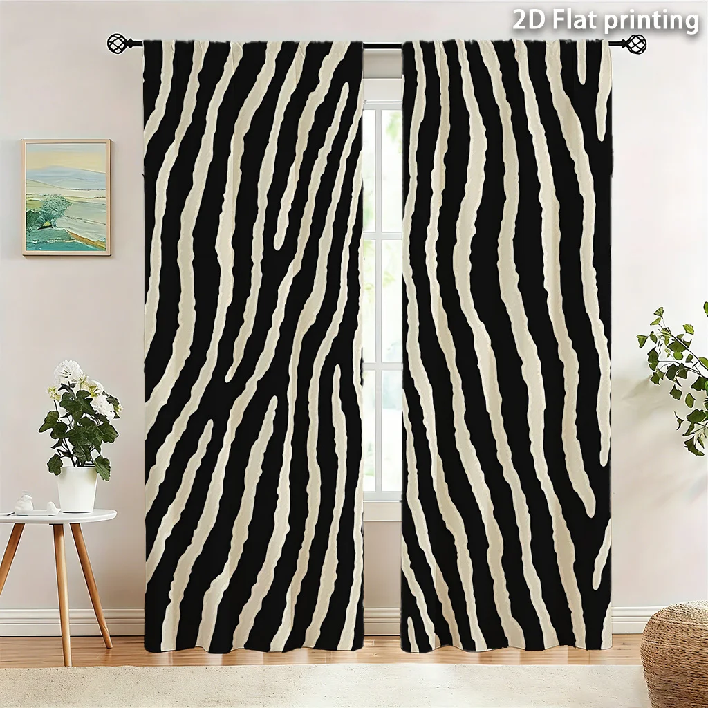 Modern Zebra Stripe Curtains Black and White Stripe Window Panels Luxury Curtains for Living Room Home Decoration