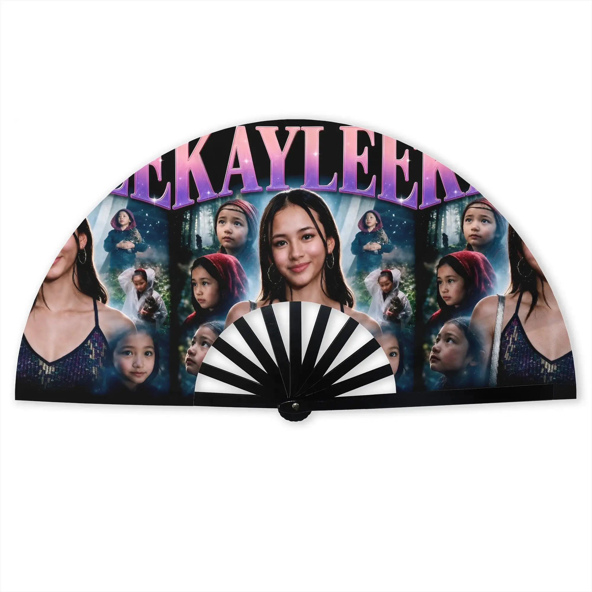 Kaylee Hottle Actor Stylish Hand Fan Men Brave Printed Polyester Fan Trendy Costume Prop Folding Fans For Sports Events Gift