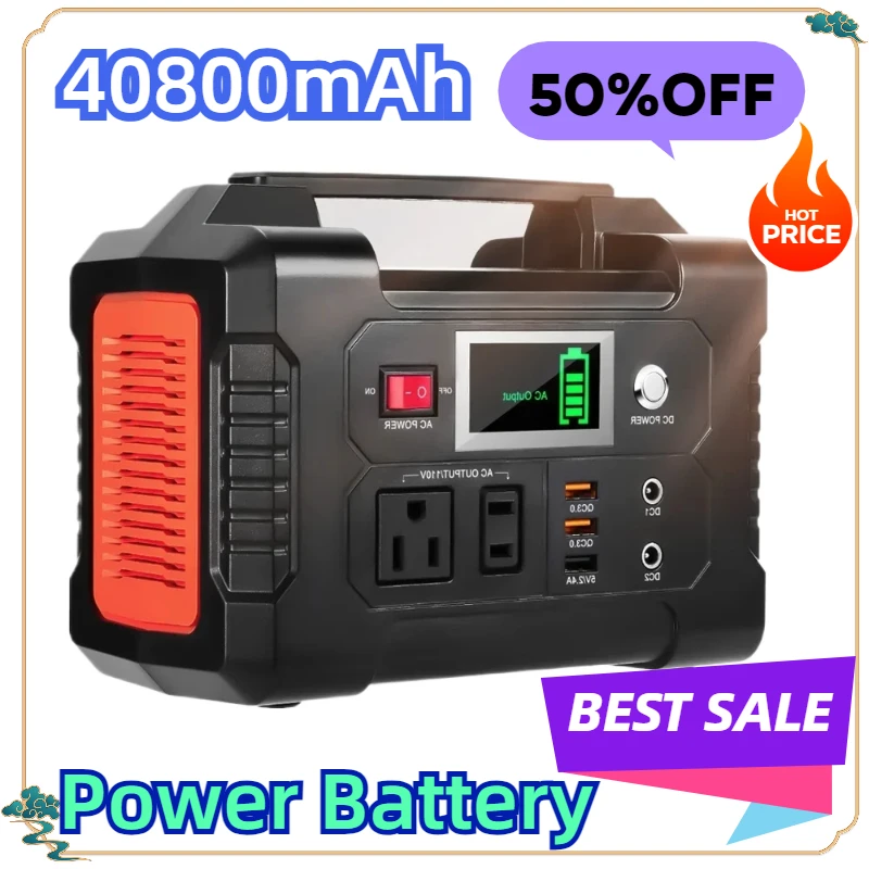 DC Supply Camping Camera SOS Portable Generator Emergency Backup Power Battery 110V/230V Solar Power Station 200W  40800mAh