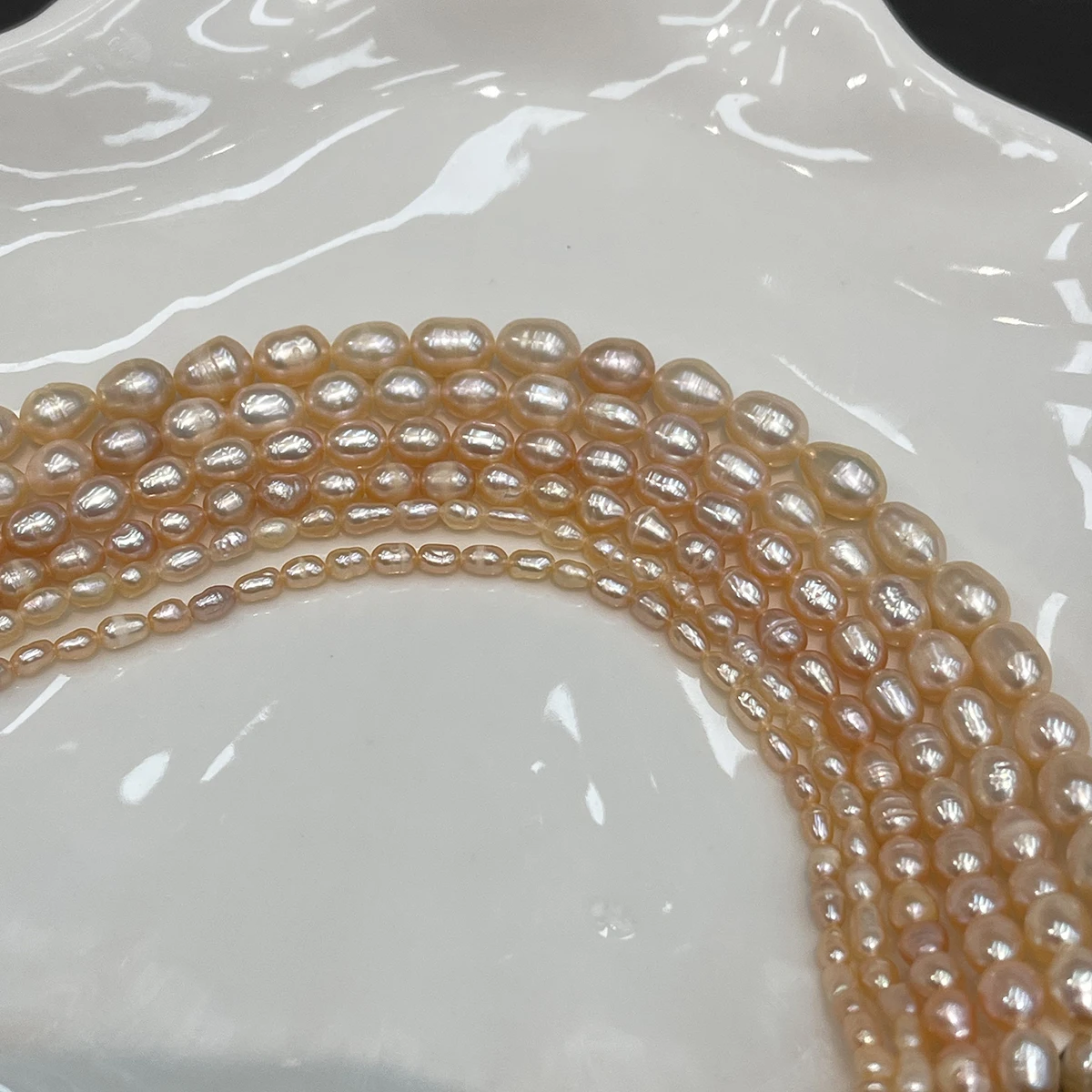 3-7mm Natural Freshwater Orange Pearl Beads Rice Pearl Loose Spacer Beaded for Women Making DIY Jewelry Necklace Bracelet