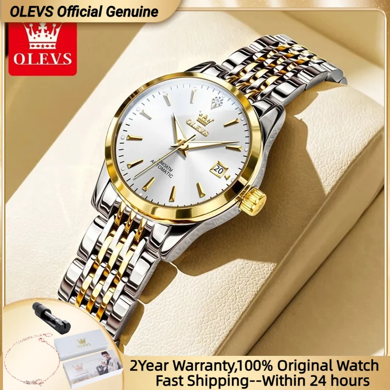 

OLEVS 6635 Женские часы с автоматическим механизмом, механические наручные часы с календарем, оригинальные оригинальные часы