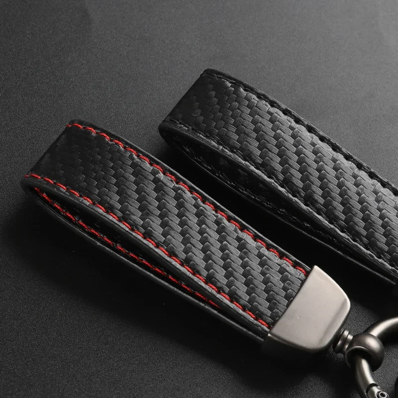 Car Keychain Horseshoe Buckle Jewelry for Dacia Duster Logan Sandero Lodgy Stepway Mcv 2 Crbon Fiber Leather Keychain Car