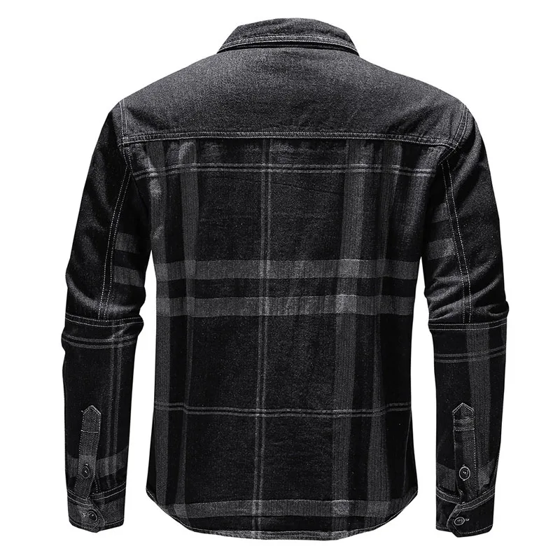 2023 New Autumn Denim Shirt Men Long Sleeve Quality Cowboy Shirts Men\'s Casual Plaid Jeans Outwear Male Coat Clothing MY868