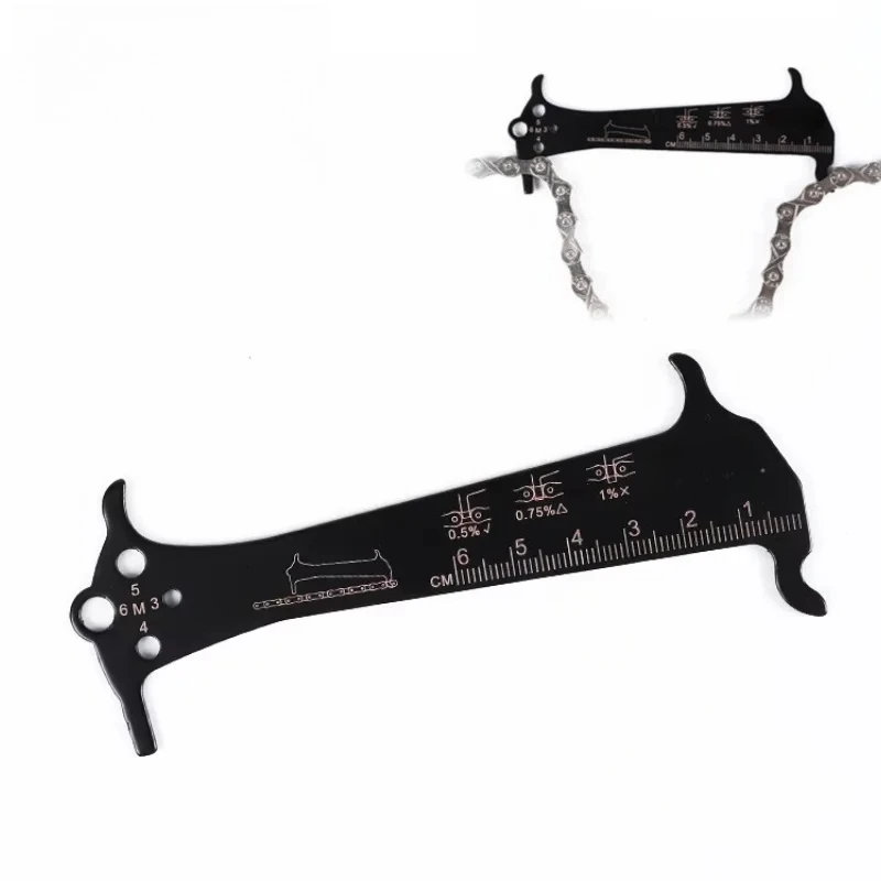 Bicycle Chain Checker Wear Indicator Ruler Repair Tool Aluminum Alloy Bike Chain Gauge Measurement Checker Screw Diameter
