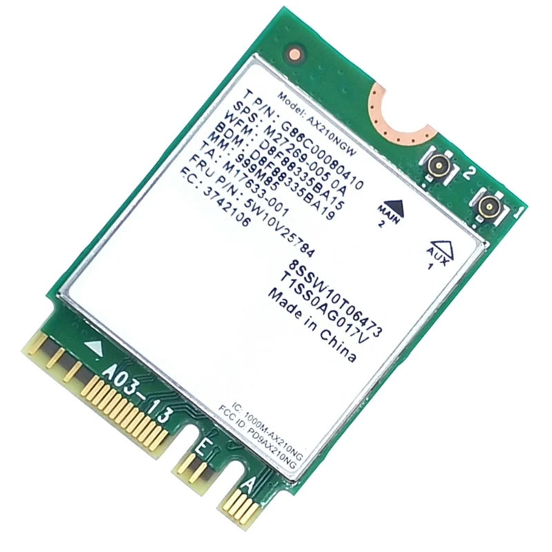 AX210 WiFi Card AX210NGW Network Card Dual Band 2.4Ghz/5G WI-FI 6E M.2 NGFF 802.11Ax Bluetooth 5.2 Wireless Adapter