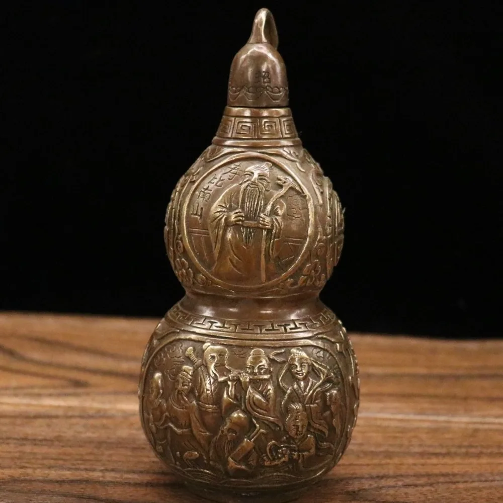Vintage Eight Immortals Gourd Decorative Ornament for Entryways, Living Rooms, Offices, and Stores