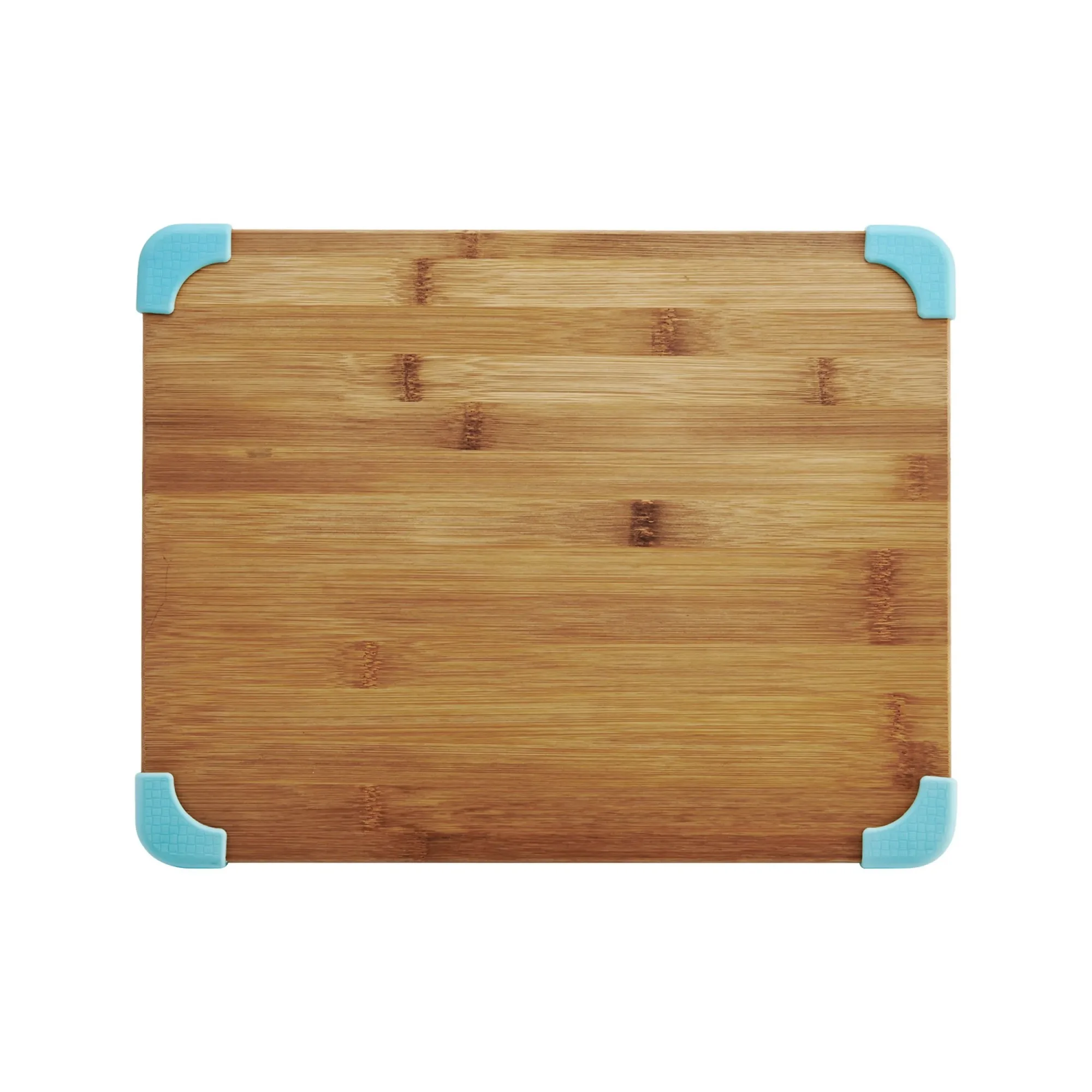 

11x14-inch Nonslip Bamboo Cutting Board, Aqua Corners