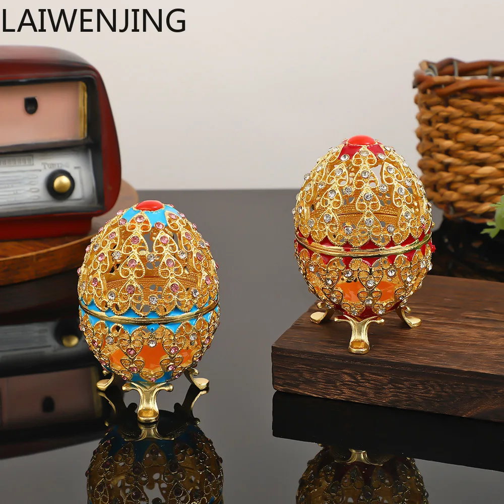 

HLZ European Style Enamel Color Egg Gift Jewelry Box Decoration Creative Ornament Jewelry Storage Box