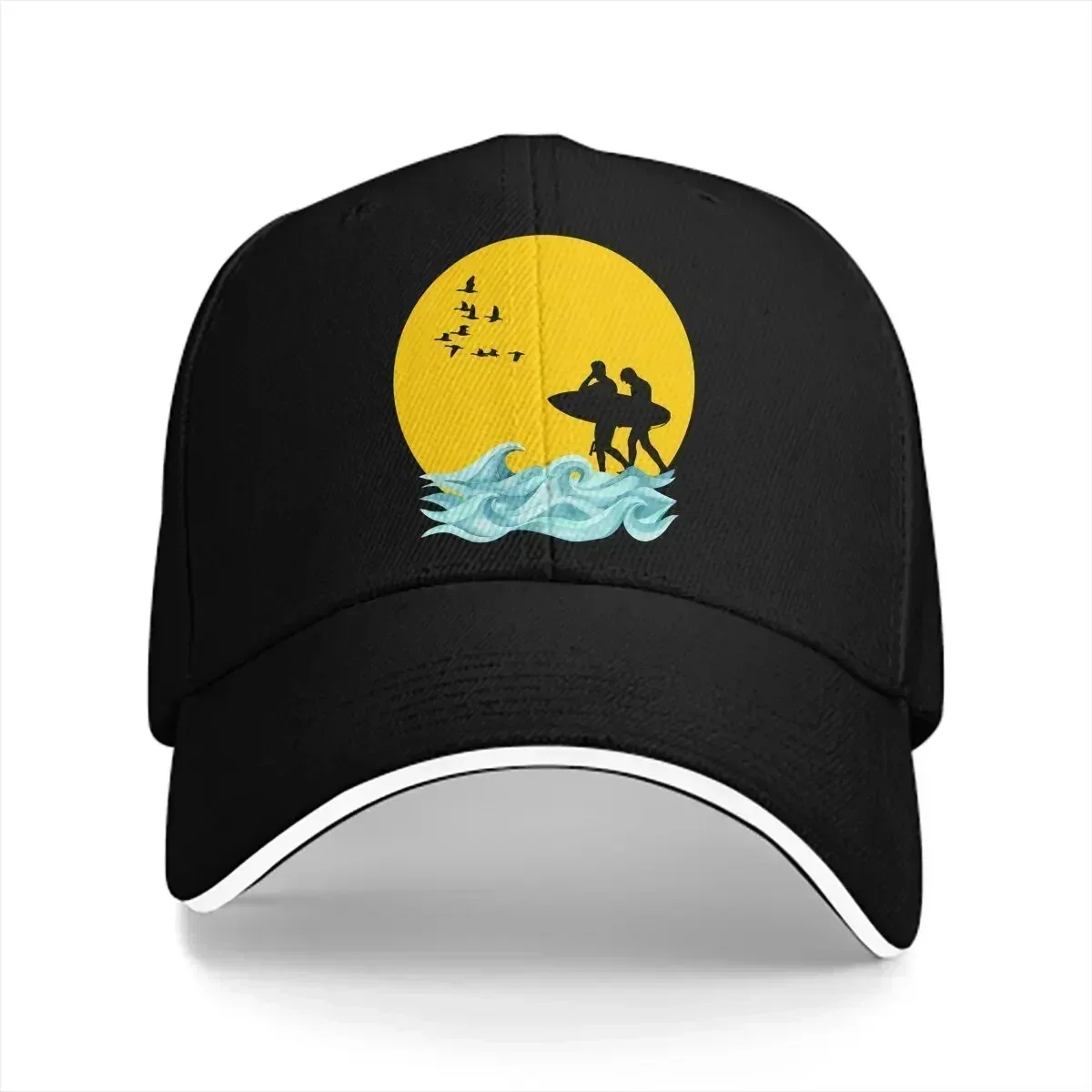 Man On Yellow Background With Heavy Wave Baseball Cap Men Hats Visor Protection Snapback Surfing Extreme Sports Gifts Caps