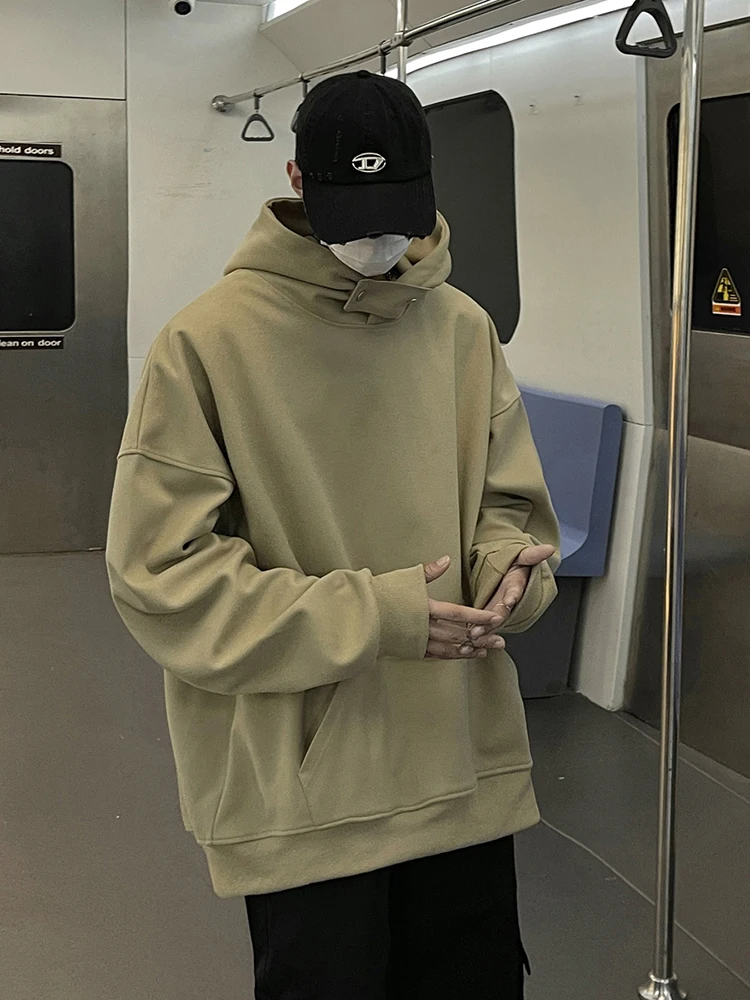 

American Retro Hoodie Men's Autumn Winter Design Sense Button Heavyweight Hardwearing High-End Feel Cleanfit Jaet