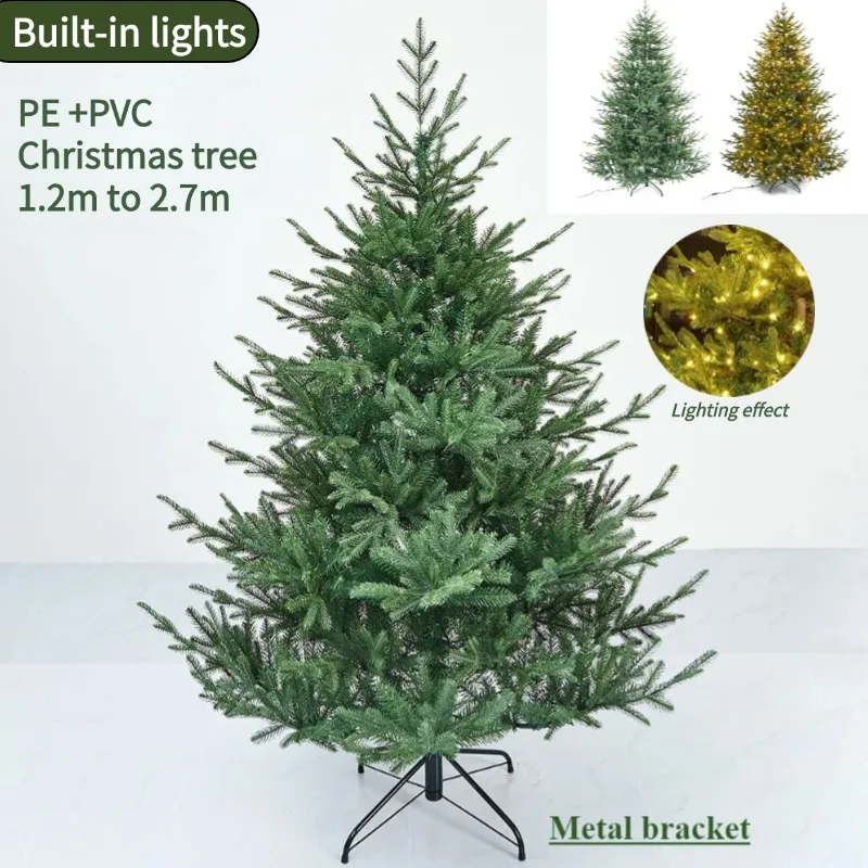 

Искусственная рождественская елка, двор, садовый декор, украшение для дома, Рождественская елка из полиэтилена + ПВХ, 1,2 м-2,1 м со встроенными светодиодными фонарями, садовые принадлежности
