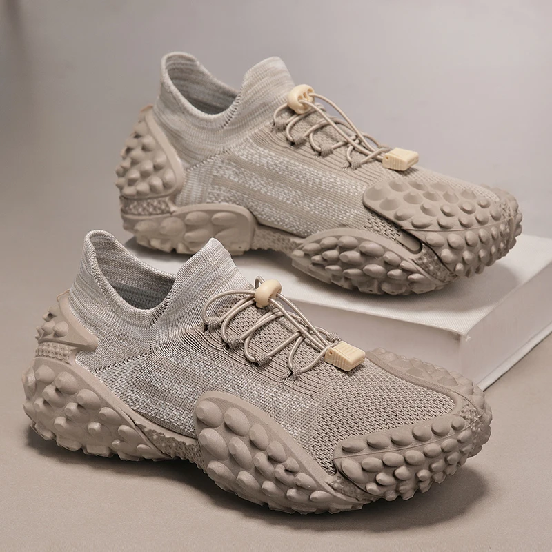 2026 New Men's Unique Tire Sole Sneakers Knit Sock Style Casual Shoes Breathable Streetwear Fashion Shoes