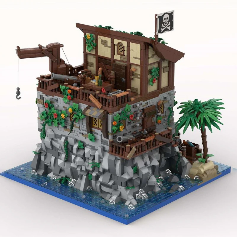 5887PCS Moc Klocki konstrukcyjne Pirate's Bay Piracka wyspa czaszki z domem Redbeards DIY Klocki konstrukcyjne Zabawki Kreatywny prezent dla dzieci