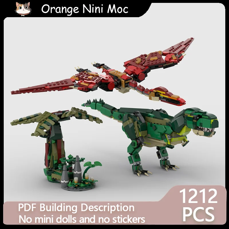 Animal Model MOC Building Bricks Tyrannosaurus Rex And Pterosaur Modular Technology Gifts Holiday Assemble Children Toys Suit
