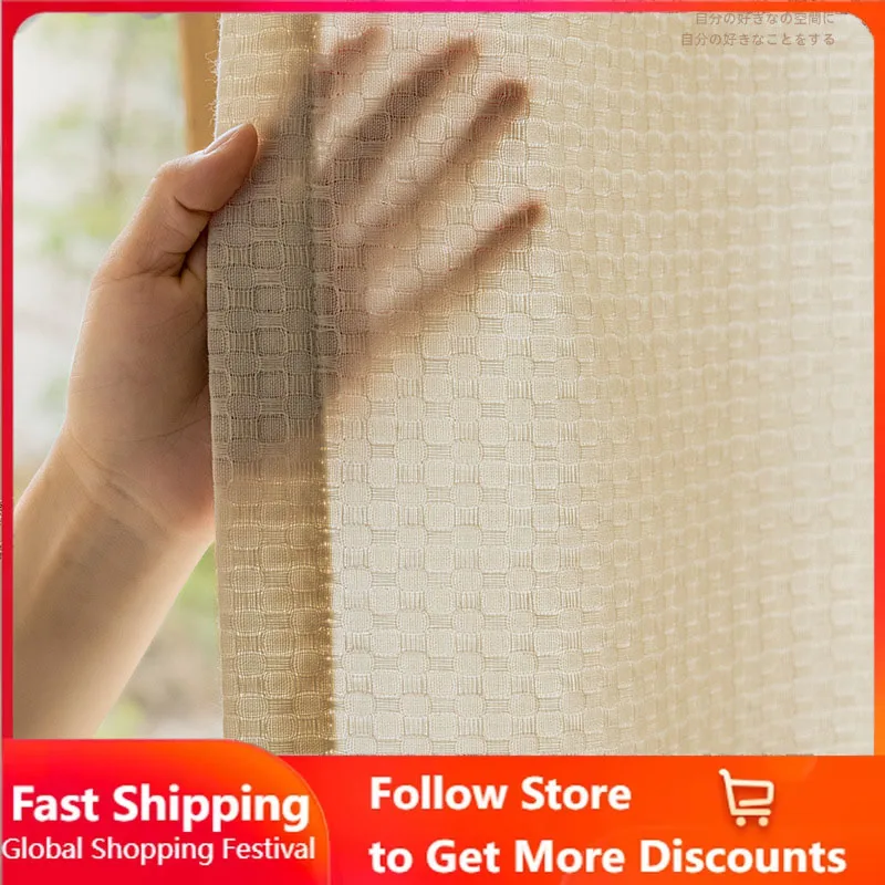 Custom Size Textured Jacquard Allows Light To Filter Through While Ensuring Privacy Curtains for Living Dining Room Bedroom