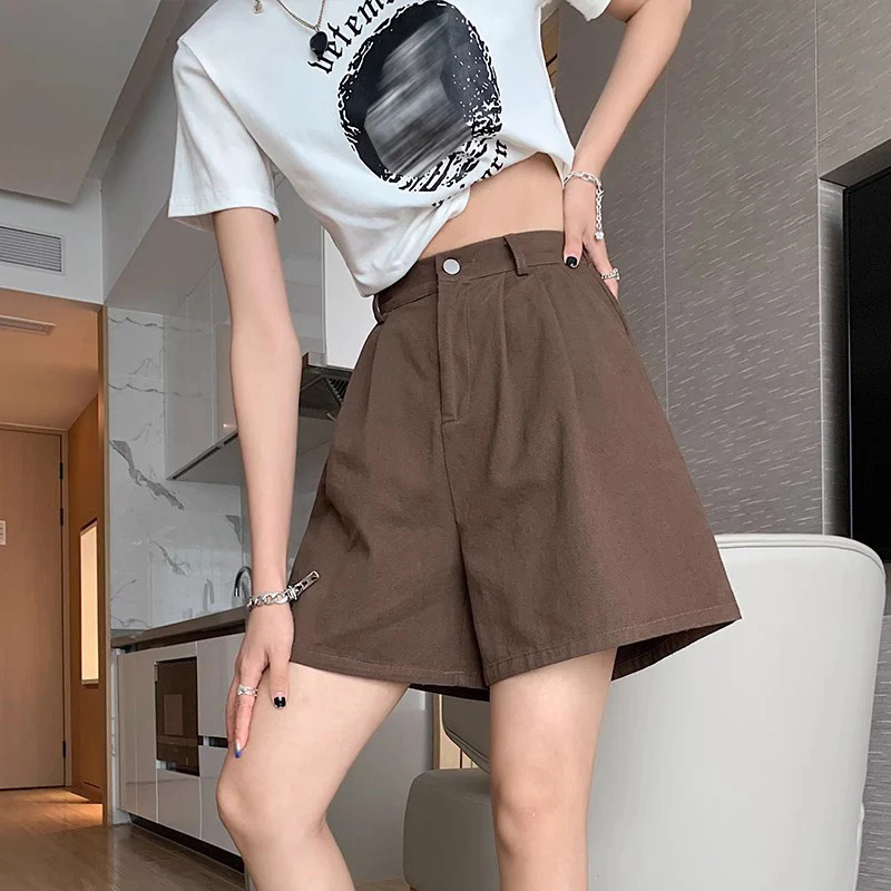 

Summer Striaght Shorts Women High Waist Slimming Shorts Short Pants Women Fashion Casual Sports Shorts Female Button V218