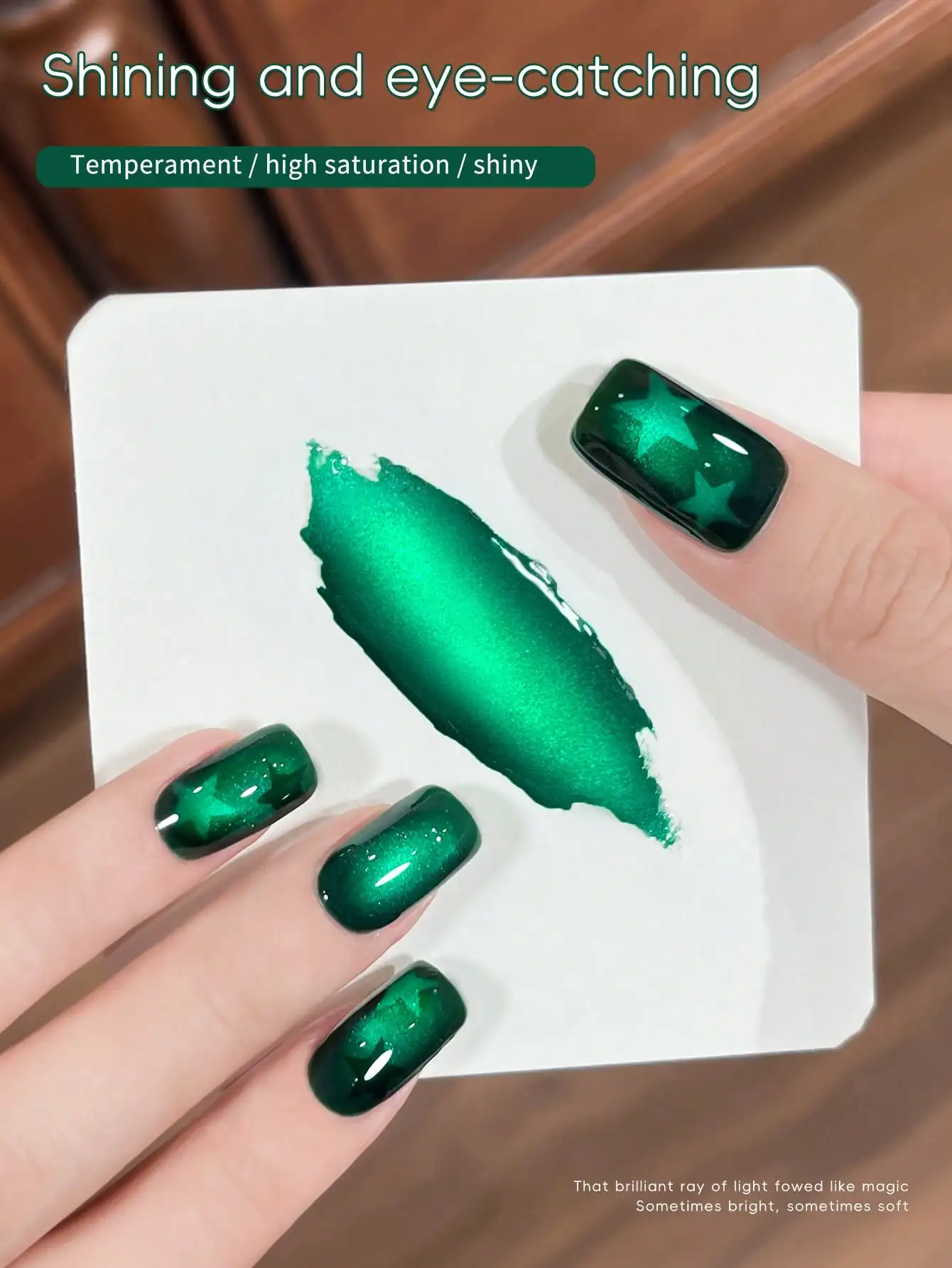 1 Stück grüner Cat-Eye-Gel-Nagellack, professionelle Salonqualität, einfach aufzutragen, perfekt für Heim-Maniküre und Nagelkunst-Enthusiasten.