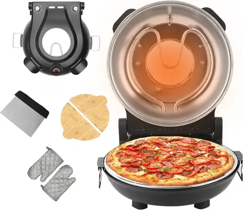 YIBAKE – four à Pizza en pierre électrique d'intérieur, 12 pouces, pour la cuisine domestique, comptoir 1200W, double contrôle de la température