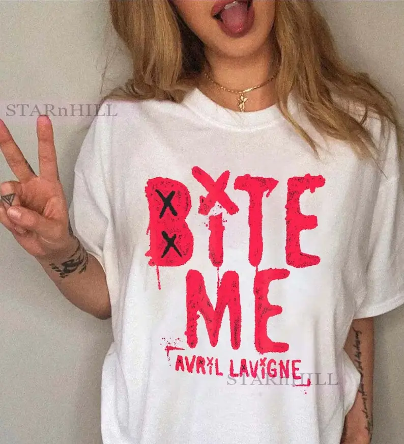 Bite Me Avril Lavigne T-shirt, Music Fan Shirt, Retro Pop Punk Tee, 2024 Greatest Hits Tour Unisex Tshirt