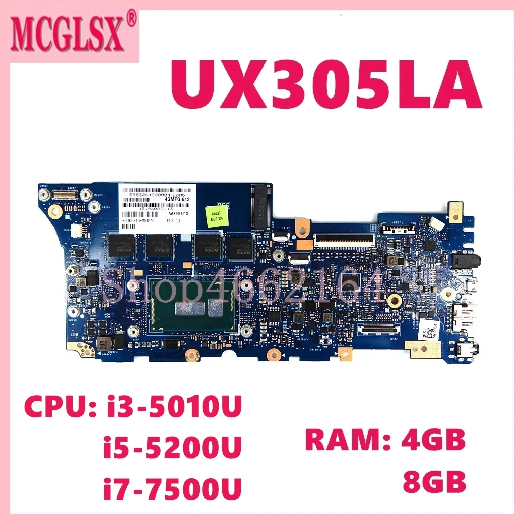 

UX305LA With i3 i5 i7-5th Gen CPU 4GB/8GB-RAM Notebook Mainboard For Asus Zenbook UX305 UX305L U305L U305LA Laptop Motherboard