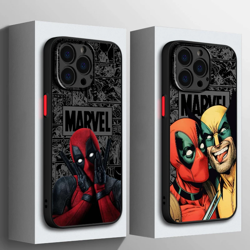 Marvel Comic Deadpool Wolverine For Apple iPhone 15 14 13 12 11 X XR XS 8 Mini Plus Pro Max Frosted Translucent Phone Case