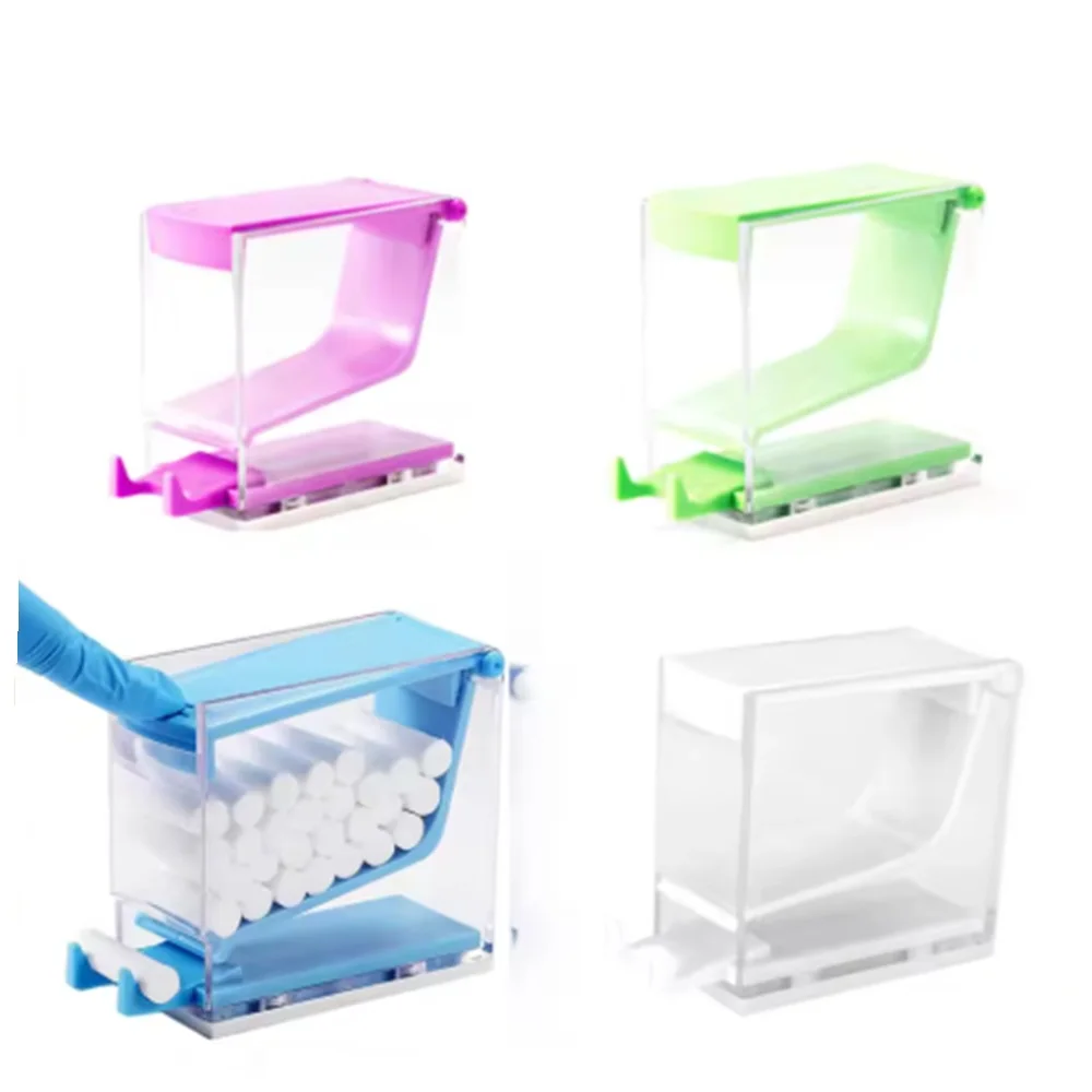 

Dental Cotton Roll Dispenser Organizer Holder Press Type with Nonslip Base Dentistry Swabs Storage Box Dentist Lab Tool