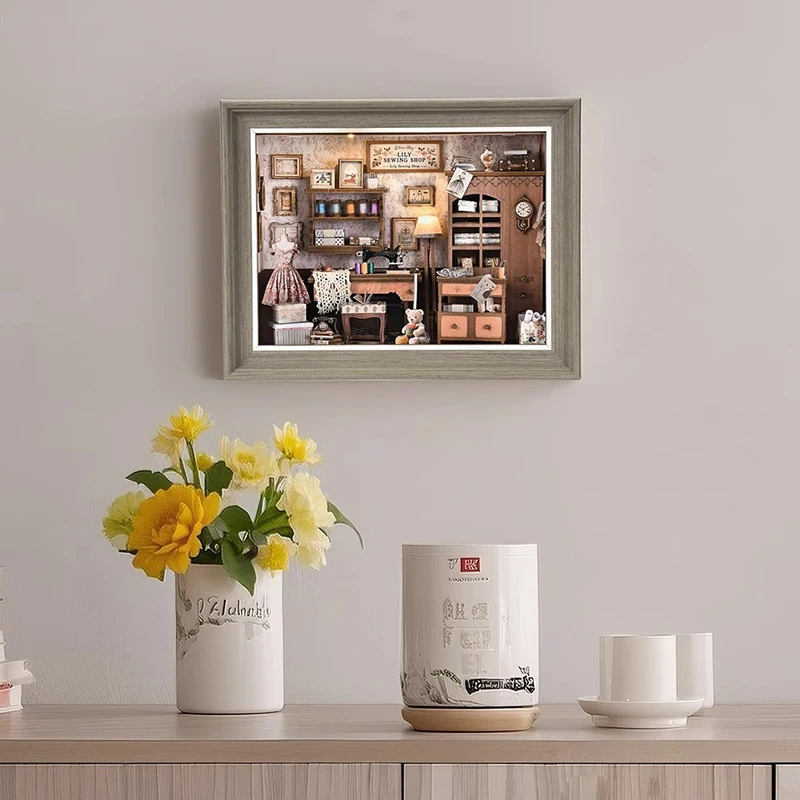 Diy livro nook kit 3d em miniatura de madeira casa boneca moldura foto ornamento estante inserção retro booknook decoração para presentes aniversário