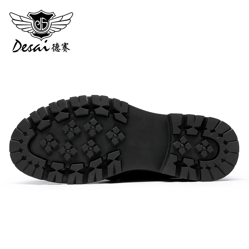 DESAI Genuine Leather Men Shoes Derby Breathable New Arrival Fashion Designer Thick Bottom Black Italian Business 2023